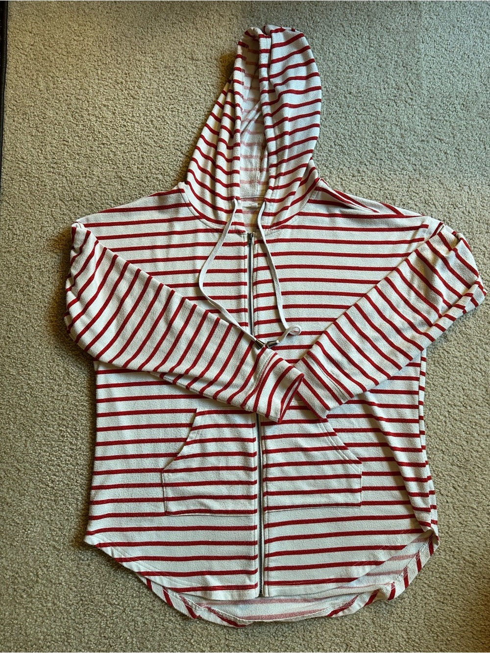 Maurices White Hoodie with Red Stripes size large zip up
